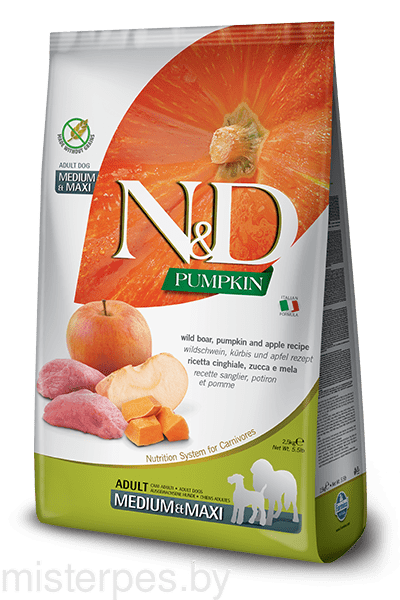 Farmina N&D Pumpkin GF Adult Medium & Maxi (Тыква, кабан, яблоко)