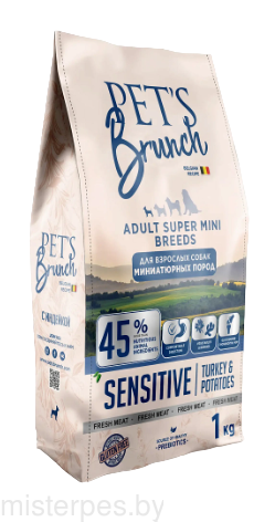 Pet's Brunch Adult Super Mini Breeds Sensitive (Индейка и картофель)