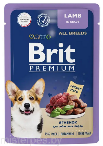 Brit Premium Пауч для взрослых собак всех пород (Ягненок в соусе)