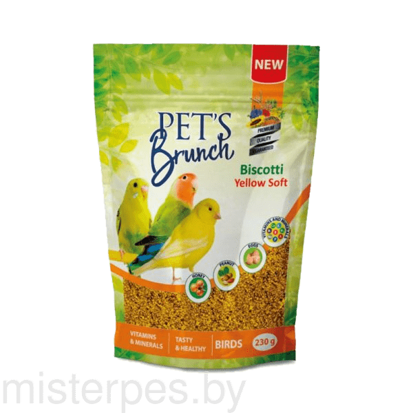 Pets Brunch функциональный десерт "Biscotti Yelow Soft" для всех  видов птиц