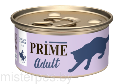 Prime Adult Консервы для кошек (Паштет из курицы и ягненка)