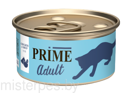 Prime Adult Консервы для кошек (Паштет из курицы и говядины)