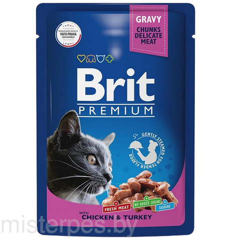 Brit Premium Cat Pouches (Курица, индейка)