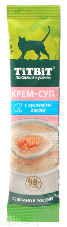 TiTBiT Крем-суп для кошек с кусочками лосося, 10г