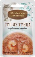Деревенские лакомства Суп для кошек из тунца с креветками и крабом 35г
