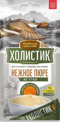 Деревенские лакомства Холистик Нежное пюре из утки с икрой летучей рыбы 40г