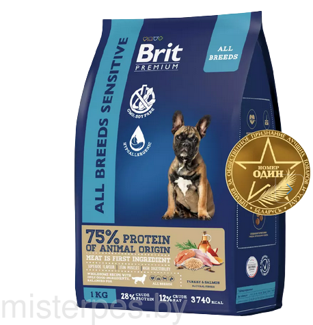 Brit Premium Dog Sensitive Adult All Breeds (Индейка, лосось)