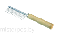 Расческа с комбинированными зубцами, деревянная ручка