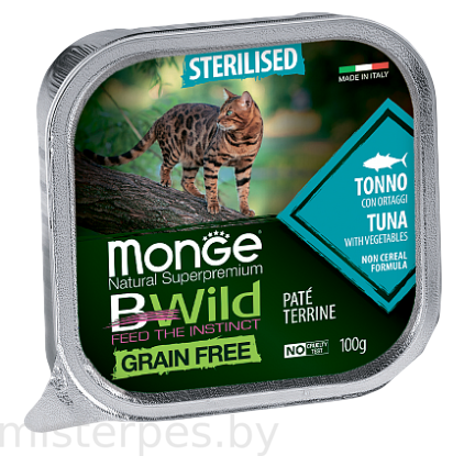 Monge Консервы BWild GF Sterilised Cat (Тунец, овощи)