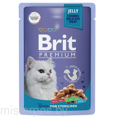 Brit Premium Пауч для стерилизованных кошек (Перепелка в желе)