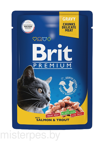 Brit Premium Пауч для взрослых кошек (Лосось, форель)