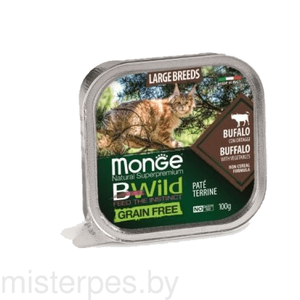Monge Консервы BWild GF Cat Large Breeds (Буйвол, овощи)