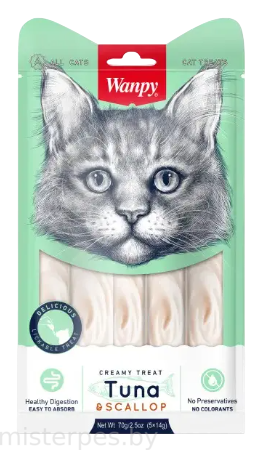 Wanpy Cat Нежное пюре из тунца и гребешка