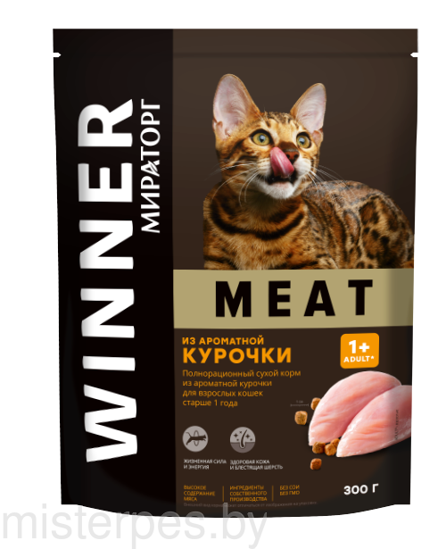 Winner Meat для взрослых кошек с курицей 1,5 кг