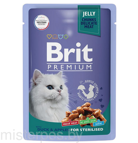 Brit Premium Пауч для стерилизованных кошек (Утка с яблоками в желе)