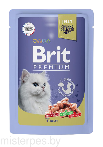 Brit Premium Пауч для взрослых кошек (Форель в желе)