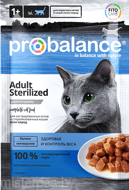 ProBalance Sterilized корм консервированный для кастрированных котов и стерилизованных кошек. Пауч 85 г
